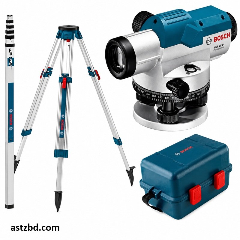 Bosch GOL 32 D Professional Auto Level Machine complete package box with tripod and staff