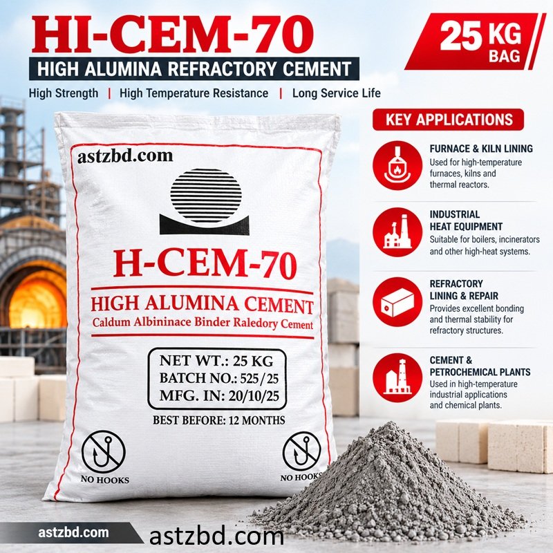 Close-up of high alumina refractory cement fine powder texture