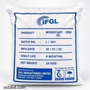 High-alumina 1850°C monocast refractories 25 kg bag front view