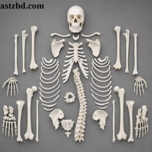 Disarticulated PVC bone 8kg China full skeleton model displayed on a stand, showing all 206 bones