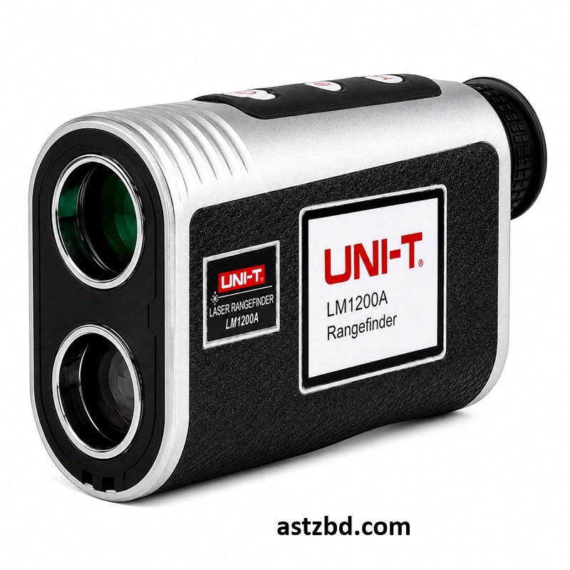 UNI-T LM1200A Laser Rangefinder front view with optical lens