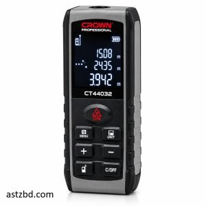 Crown CT44032 Laser Distance Meter shown from the front with LCD screen