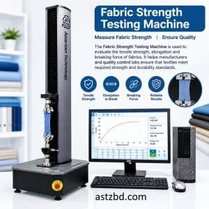 Fabric Strength Testing Machine touchscreen showing live load readings