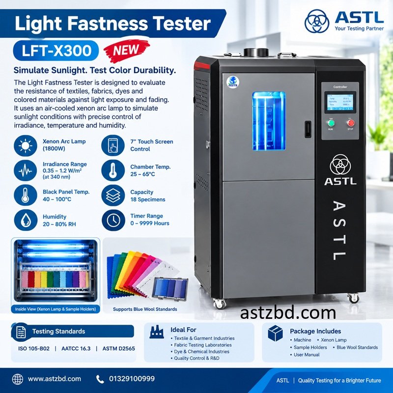 Light Fastness Testing Machine chamber with rotating specimen rack
