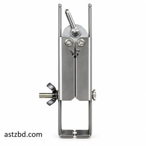Upper grasp button grip push-button locking handle front view
