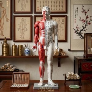 XC-502 Deluxe acupuncture model 84cm front view with meridian lines